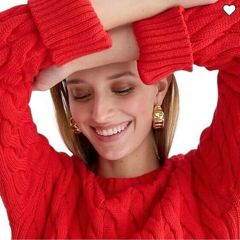 J. Crew Red Cable Knit Sweater • Sz XS/S